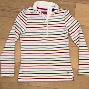 Joules Quarter Zip White Striped Sweatshirt